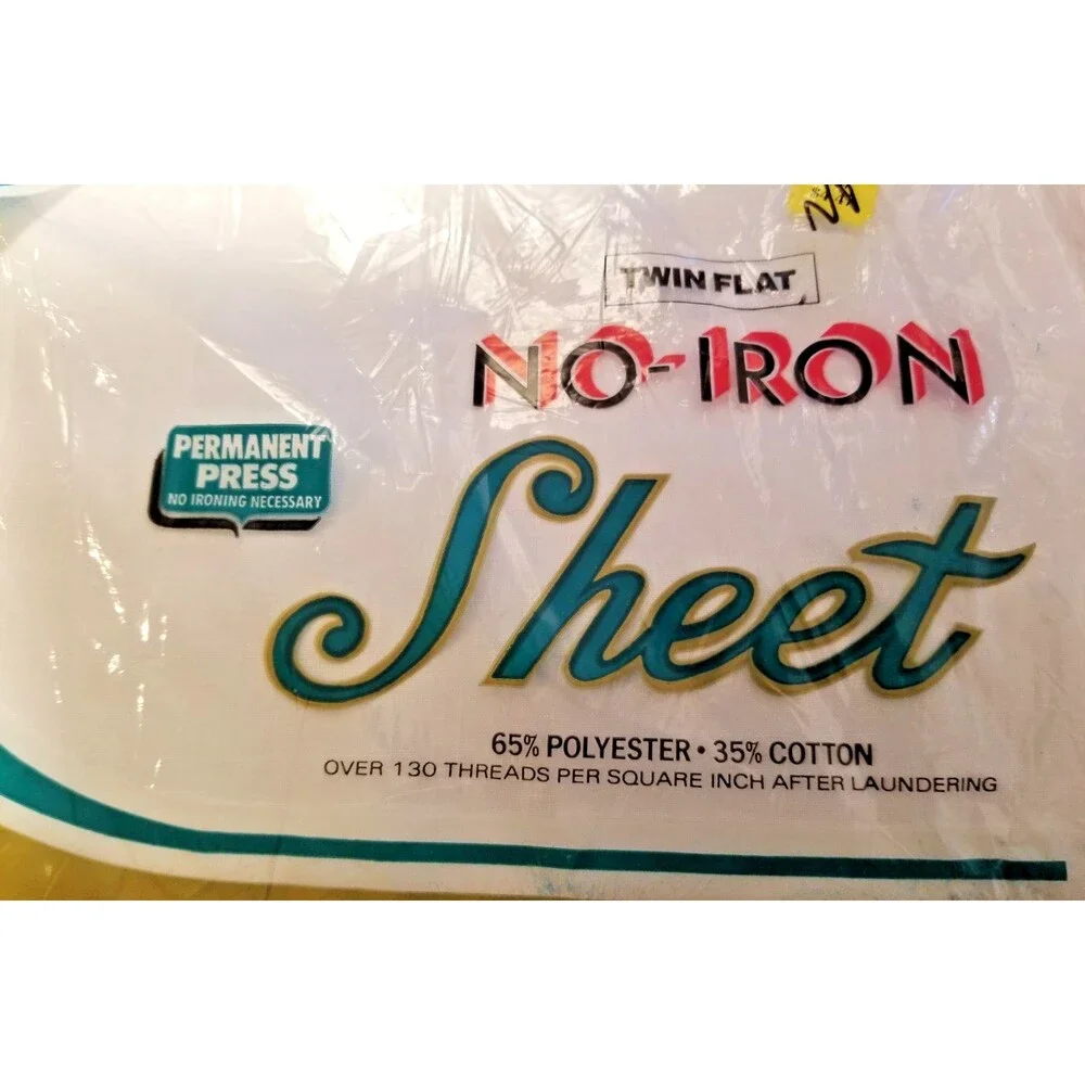 Vintage Kmart Twin Flat Sheet No-Iron Permanent Press White Made In USA.